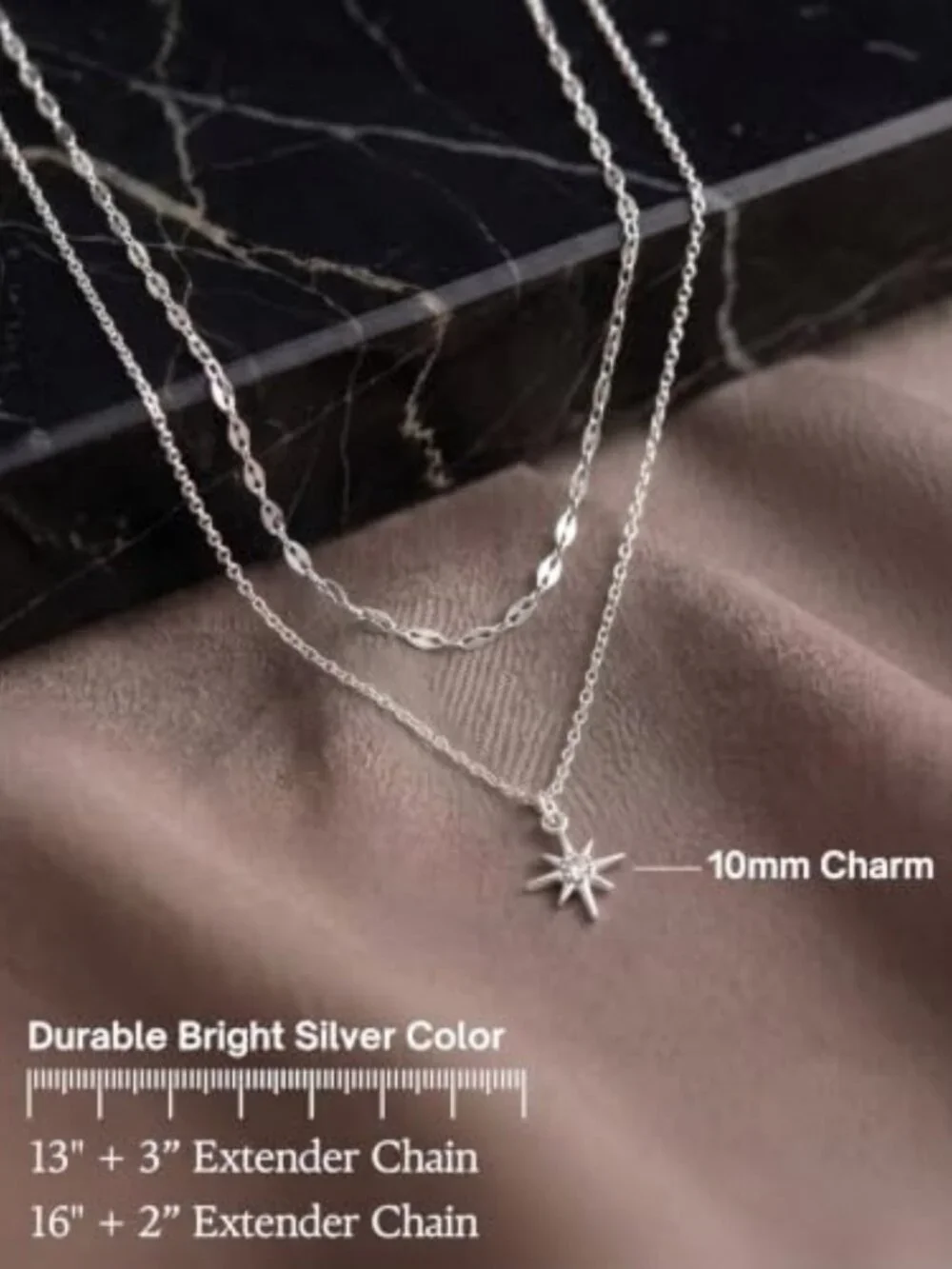 Dainty Silver North Star Necklace with CZ Pendant for Women - Elegant Jewelry